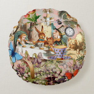 Alice in Wonderland-theepersonages Rond Kussen