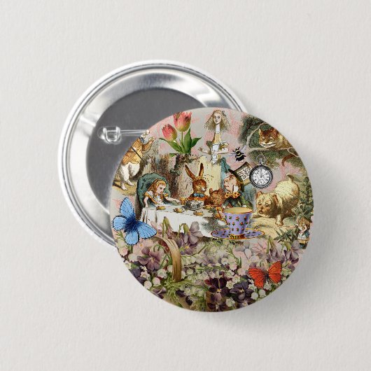 Alice in Wonderland-theepersonages Ronde Button 5,7 Cm (Voorkant /achterkant)