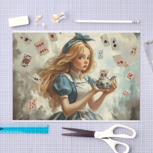 Alice in Wonderland Theepot Speelkaarten Decoupage Tissuepapier (Craft)