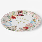 Alice In Wonderland Thema Bloemen Roze Persoonlijk Papieren Bordje (Gekanteld)
