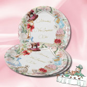Alice In Wonderland Thema Bloemen Roze Persoonlijk Papieren Bordje