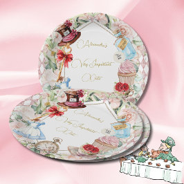 Alice In Wonderland Thema Bloemen Roze Persoonlijk Papieren Bordje
