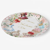 Alice In Wonderland Thema Bloemen Roze Persoonlijk Papieren Bordje (Gekanteld)