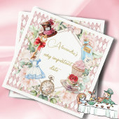 Alice In Wonderland Thema Bloemen Roze Persoonlijk Servet