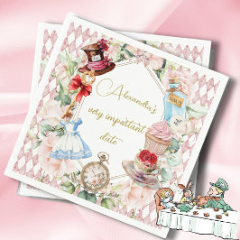 Alice In Wonderland Thema Bloemen Roze Persoonlijk Servet