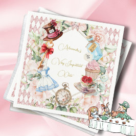 Alice In Wonderland Thema Bloemen Roze Persoonlijk Servet