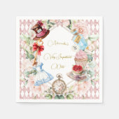 Alice In Wonderland Thema Bloemen Roze Persoonlijk Servet (Voorkant)