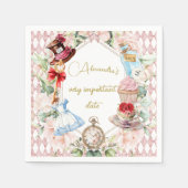 Alice In Wonderland Thema Bloemen Roze Persoonlijk Servet (Voorkant)