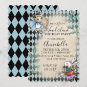 Alice in Wonderland thema met wit konijn Kaart (Voorkant / Achterkant)