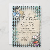 Alice in Wonderland thema met wit konijn Kaart (Voorkant)