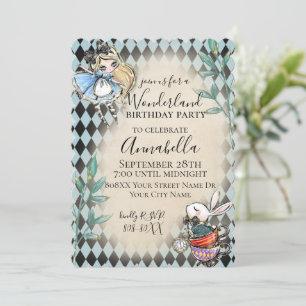 Alice in Wonderland-thema met Witte Konijn Kaart