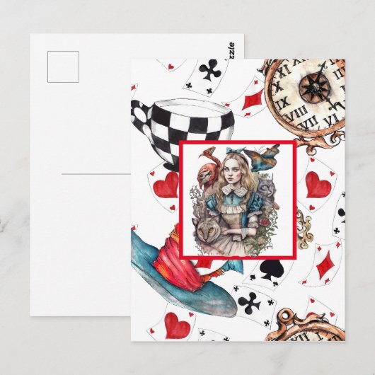 Alice in Wonderland thema postkaart (Voorkant / Achterkant)