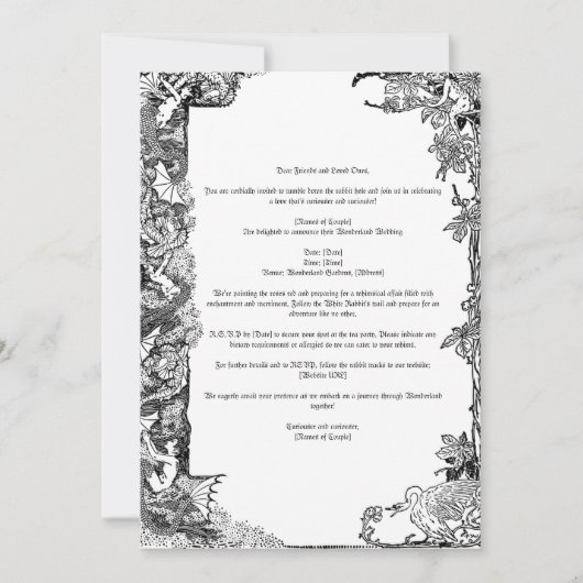 Alice in Wonderland thema uitnodiging (Voorkant)