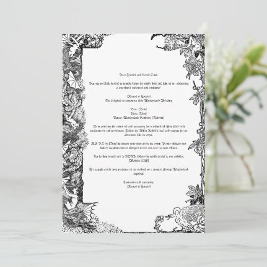 Alice in Wonderland thema uitnodiging (Staand voorkant)