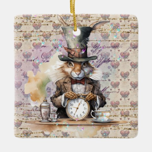 Alice in Wonderland thema van het Rabbit Ornament (Voorkant)