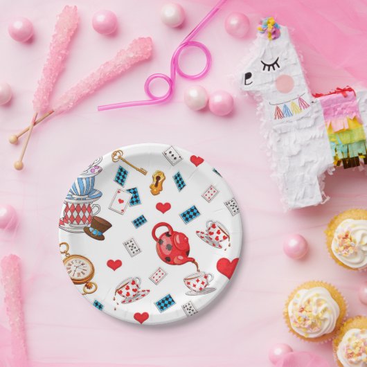 Alice in Wonderland Theme Pattern Papieren Bordje (Feest)