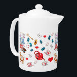 Alice in Wonderland Theme Pattern Theepot<br><div class="desc">Cute Alice in Wonderland,  de theepot.</div>