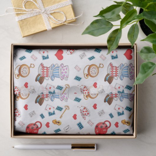 Alice in Wonderland Theme Pattern Tissuepapier (Geschenk)