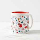 Alice in Wonderland Theme Pattern Tweekleurige Koffiemok (Voorkant rechts)