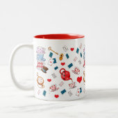 Alice in Wonderland Theme Pattern Tweekleurige Koffiemok (Links)