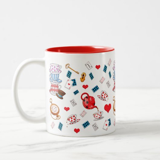 Alice in Wonderland Theme Pattern Tweekleurige Koffiemok (Links)