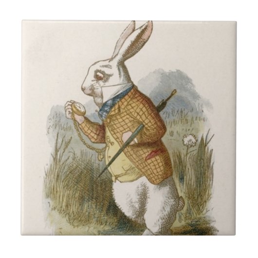 Alice in Wonderland Tile, White Rabbit Tegeltje (Voorkant)