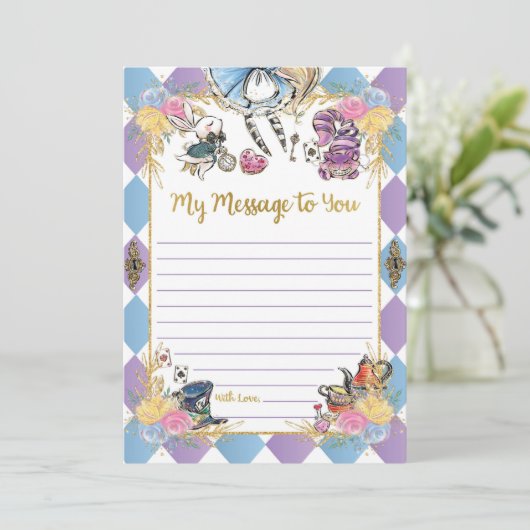 Alice in Wonderland Time Capsule Message Card Kaart (Staand voorkant)