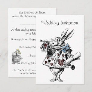 Alice in Wonderland Trouw Uitnodigingskaart Kaart