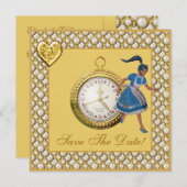 Alice in Wonderland Trouwdatum Wedding Kaart (Voorkant / Achterkant)