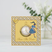 Alice in Wonderland Trouwdatum Wedding Kaart (Staand voorkant)