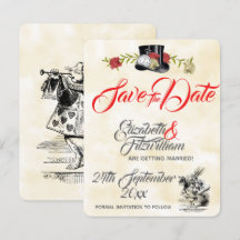 Alice in Wonderland Trouwkaart Save The Date