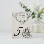Alice in Wonderland Trouwtafel Nummers Briefkaart (Staand voorkant)