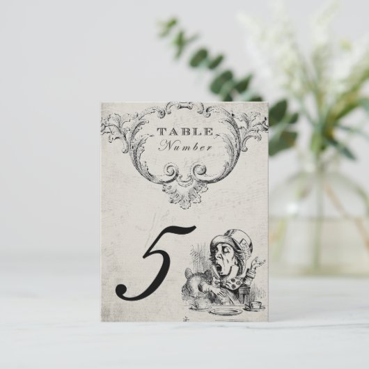  Alice in Wonderland Trouwtafel Nummers Briefkaart (Staand voorkant)