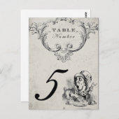 Alice in Wonderland Trouwtafel Nummers Briefkaart (Voorkant / Achterkant)
