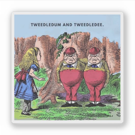 Alice in Wonderland, Tweedledum en Tweedledee Sticker (Voorkant)