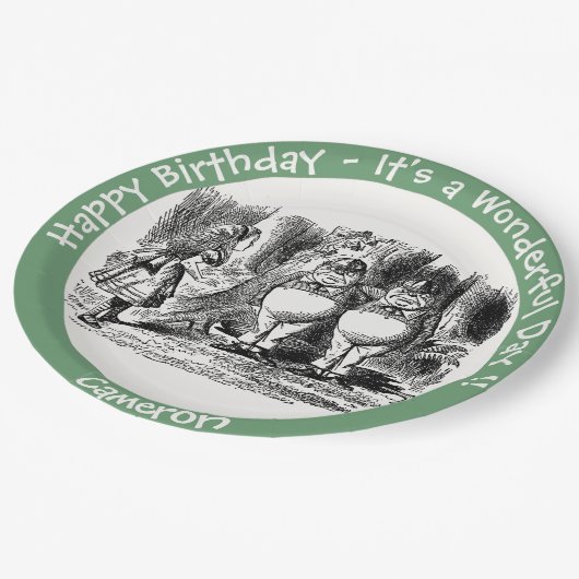 Alice in Wonderland Tweedledum & Tweedledee feest Papieren Bordje (Gekanteld)