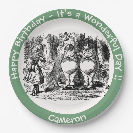 Alice in Wonderland Tweedledum & Tweedledee feest Papieren Bordje (Voorkant)