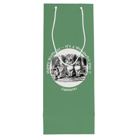 Alice in Wonderland Tweedledum & Tweedledee feest Wijn Cadeautas (Achterkant)