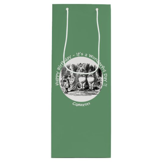 Alice in Wonderland Tweedledum & Tweedledee feest Wijn Cadeautas (Voorkant)