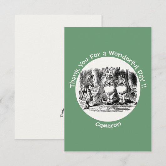 Alice in Wonderland Tweedledum & Tweedledee Feestj Bedankkaart (Voorkant / Achterkant)