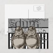 Alice in Wonderland Tweedledum & Tweedledee Grunge Briefkaart (Voorkant / Achterkant)