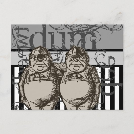 Alice in Wonderland Tweedledum & Tweedledee Grunge Briefkaart (Voorkant)