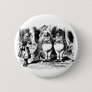  Alice in Wonderland, Tweedledum Tweedledee Ronde Button 5,7 Cm