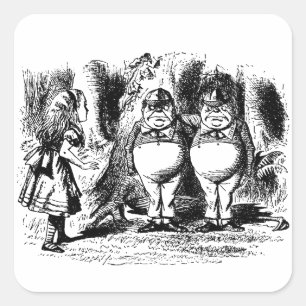  Alice in Wonderland, Tweedledum Tweedledee Vierkante Sticker