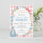 Alice in Wonderland, Tweeling Meisjes 1e Verjaarda Kaart (Staand voorkant)