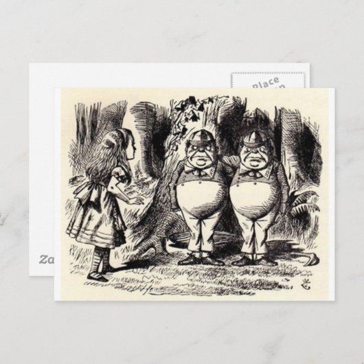 Alice in Wonderland: Twiddle Dee en Twiddle Dum Briefkaart (Voorkant / Achterkant)