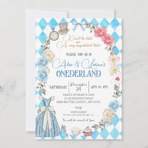 Alice in Wonderland, Twin Girls 1e Verjaardag Thee Kaart