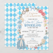 Alice in Wonderland, Twins Verjaardagsthee voor Tw Kaart (Voorkant / Achterkant)