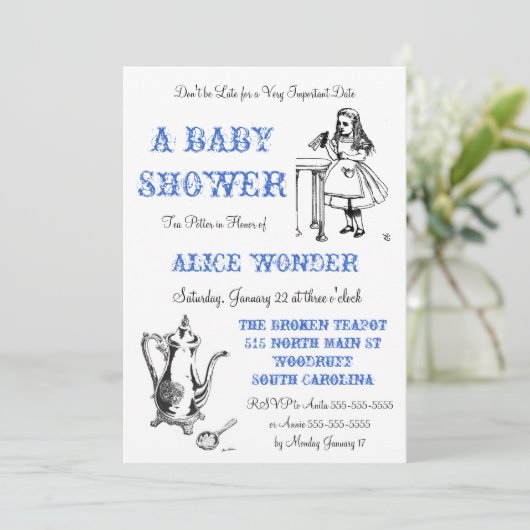 Alice in Wonderland Uitnodiging (Staand voorkant)