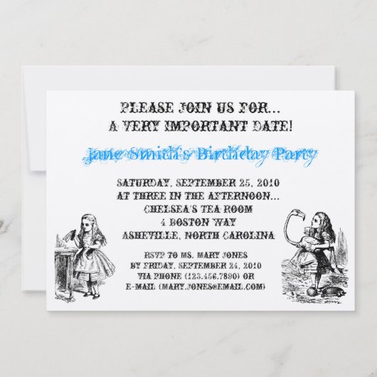 Alice in Wonderland Uitnodiging (Achterkant)